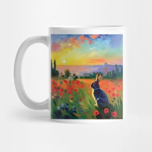 Bunny in a Field of Poppies at Sunset Mug